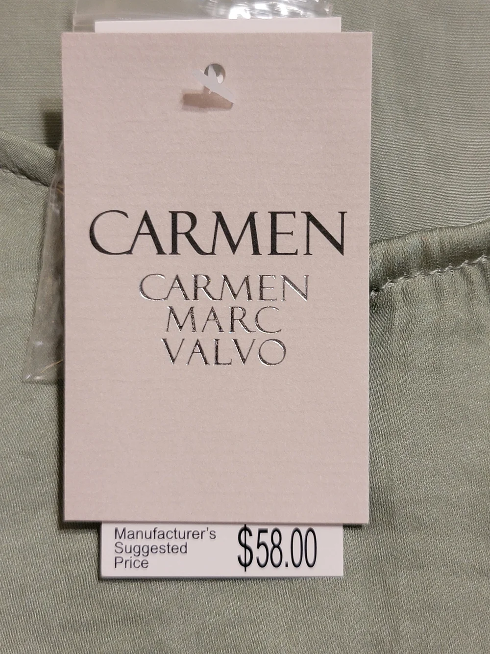 NWT Carmen Womens XL Sage Green Silky V-Neck Long Sleeve Blouse Top - Picture 14 of 16